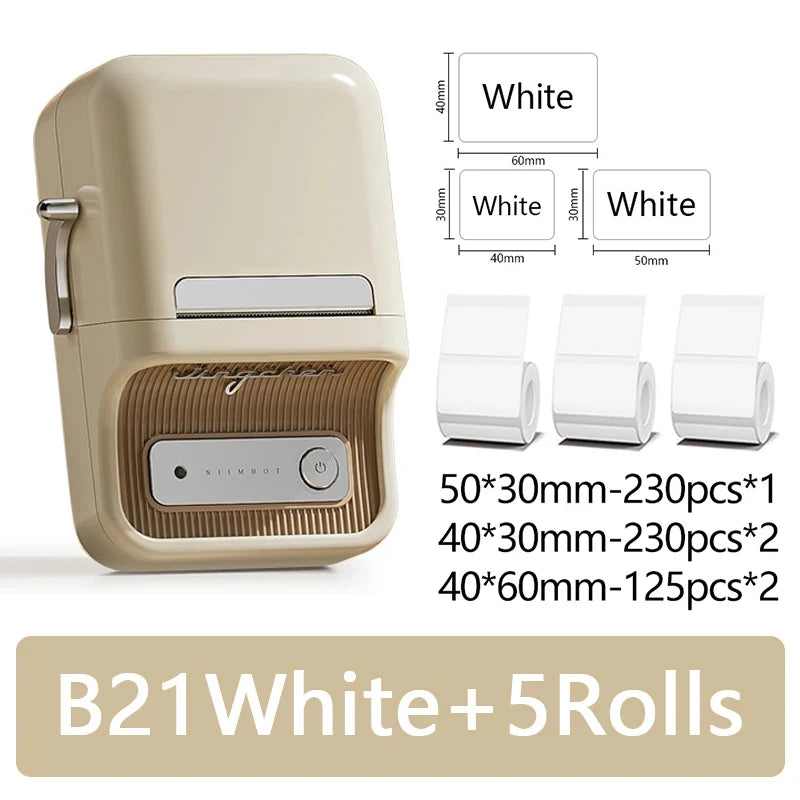 B21 Mini Portable Thermal Label Printer Office Supplies Mini Adhesive Sticker Printers without Ink for Phone