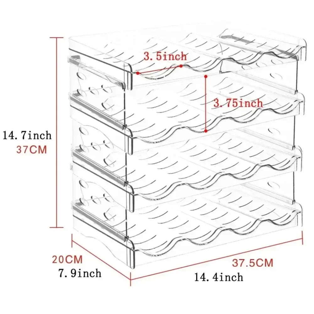 Water Bottle Organizer Stackable Cup Beverage Storage Stand Large Capacity Refrigerator Clutter Organizer Space Saving Wine Rack