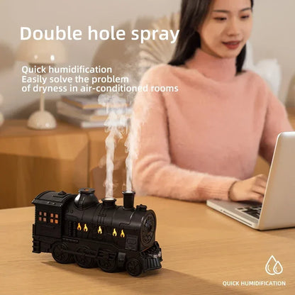 Mini Train-Shaped Ultrasonic Aromatherapy Essential Oil Diffuser and Humidifier with LED Light