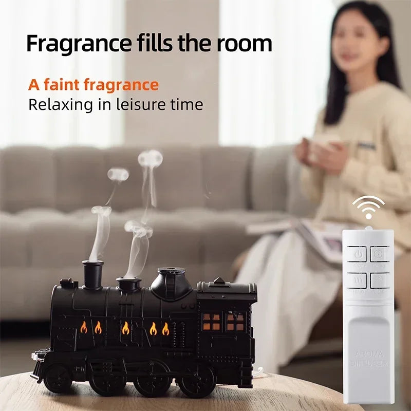 Mini Train-Shaped Ultrasonic Aromatherapy Essential Oil Diffuser and Humidifier with LED Light