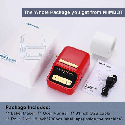 B21 Mini Portable Thermal Label Printer Office Supplies Mini Adhesive Sticker Printers without Ink for Phone
