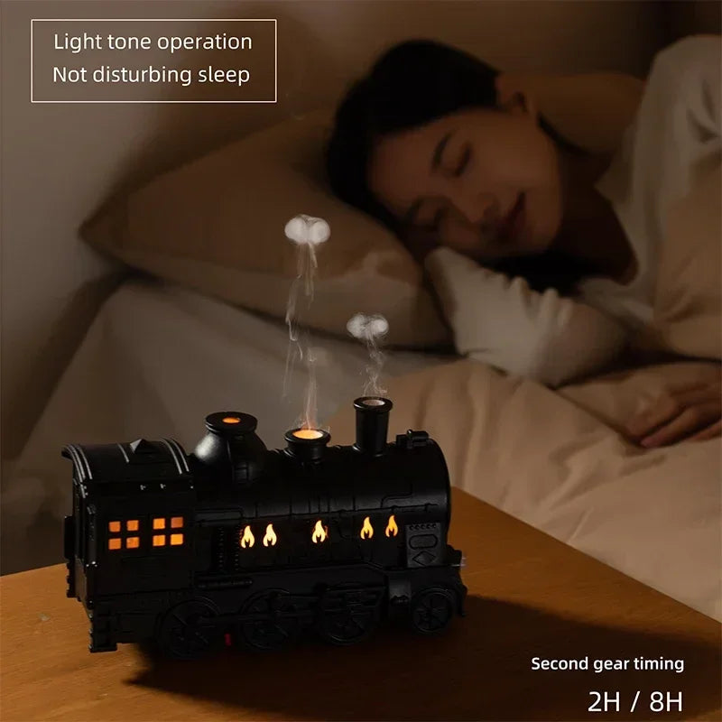 Mini Train-Shaped Ultrasonic Aromatherapy Essential Oil Diffuser and Humidifier with LED Light