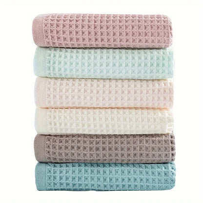 70X140Cm Large Towel Modern Waffle Bath Towel Set Quick Drying Knit Fabric Plaid Pattern Soft Absorbent Cotton Solid Color