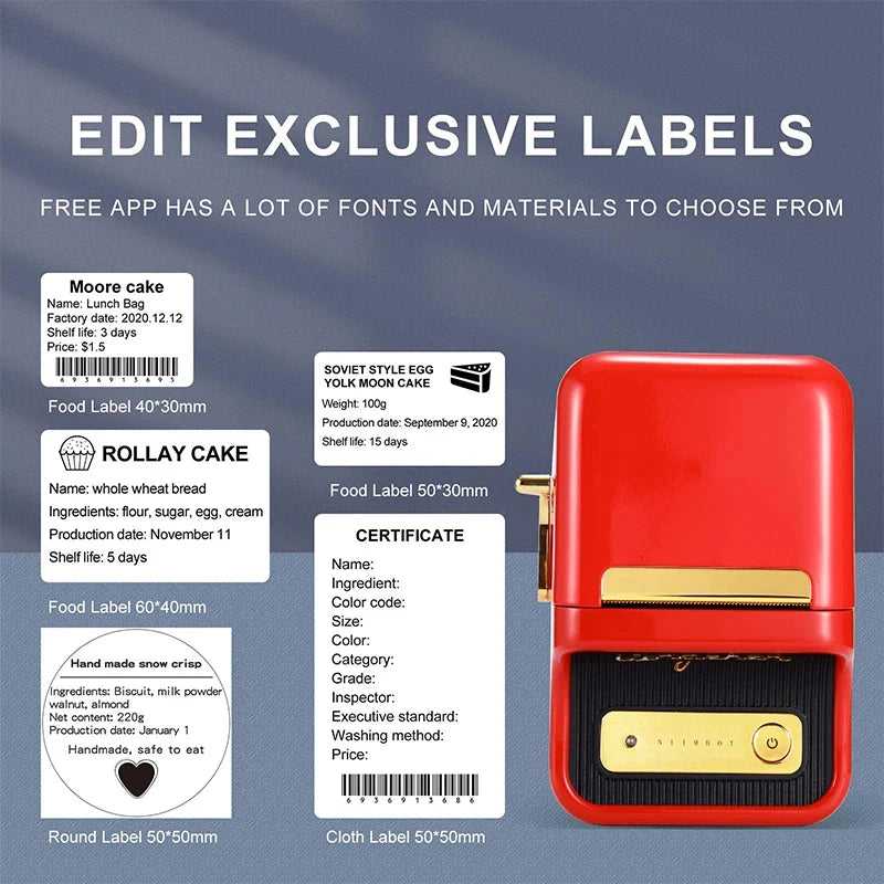 B21 Mini Portable Thermal Label Printer Office Supplies Mini Adhesive Sticker Printers without Ink for Phone