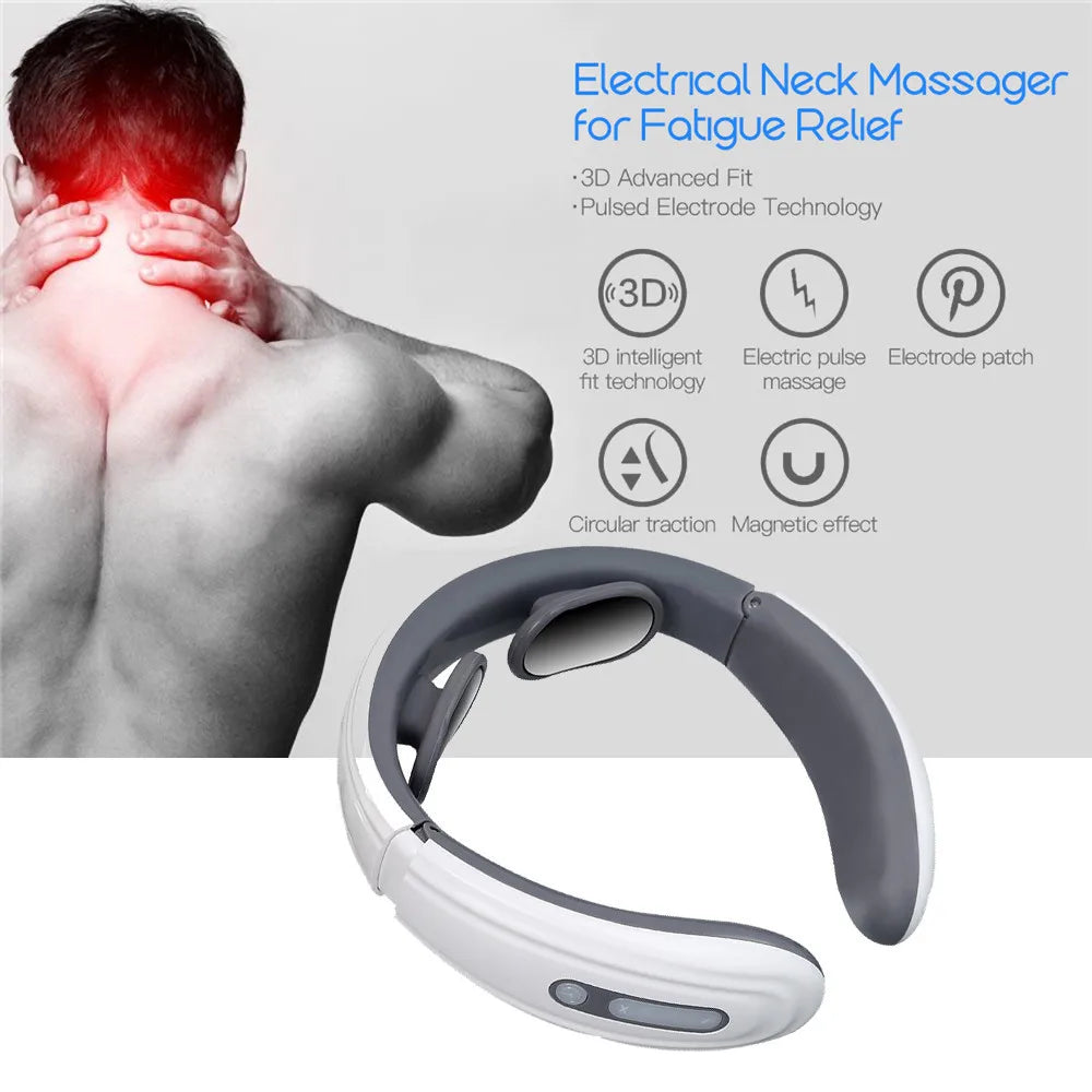 6-Mode Electric Neck Massager with EMS Pulse and Infrared Heat for Muscle Relaxation and Cervical Pain Relief